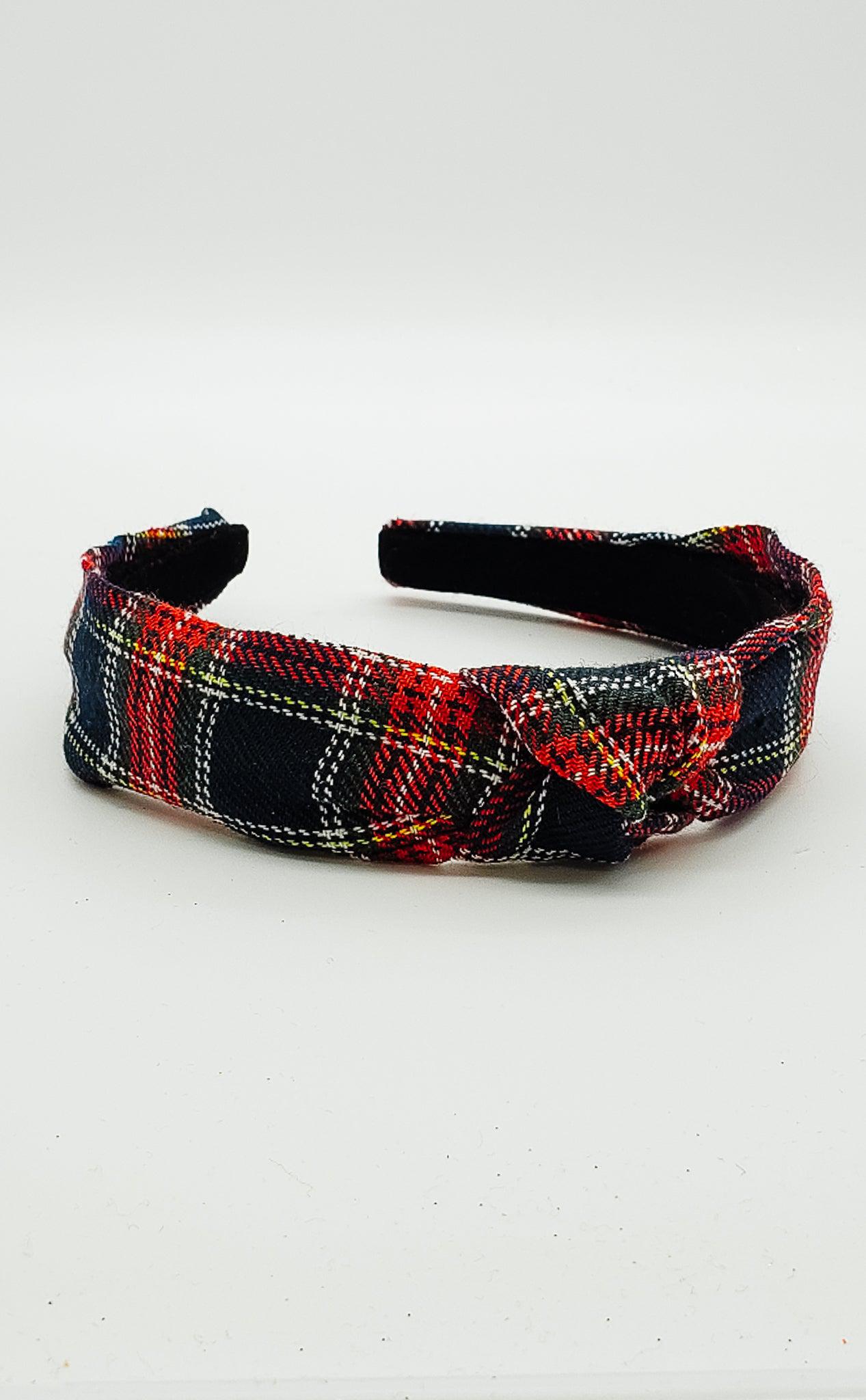 Blue & Plaid - Hard Headband-Headband-Elie’s Bows