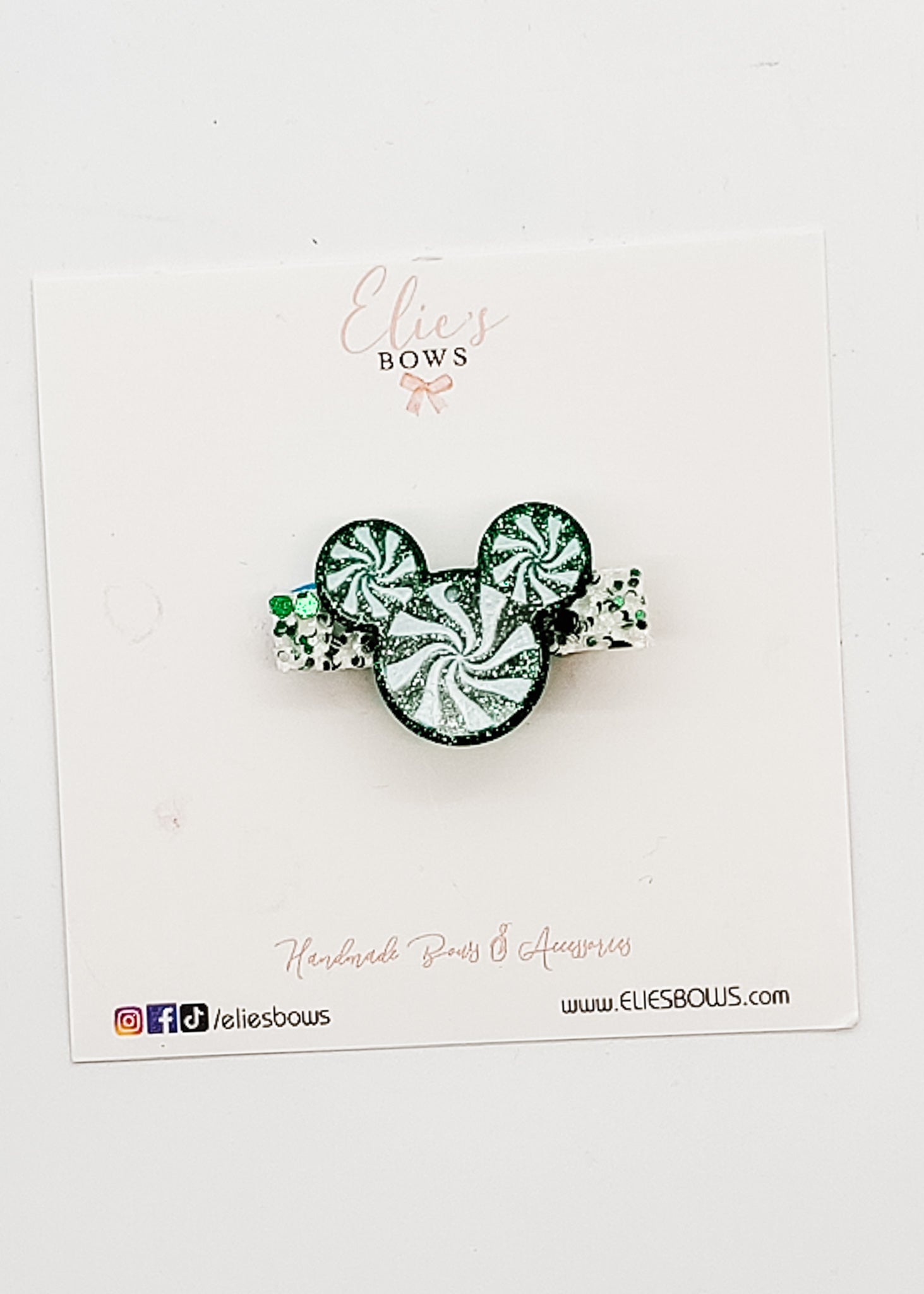 Green M Peppermint - Bar Clip - 2"-Snap Clips-Elie’s Bows