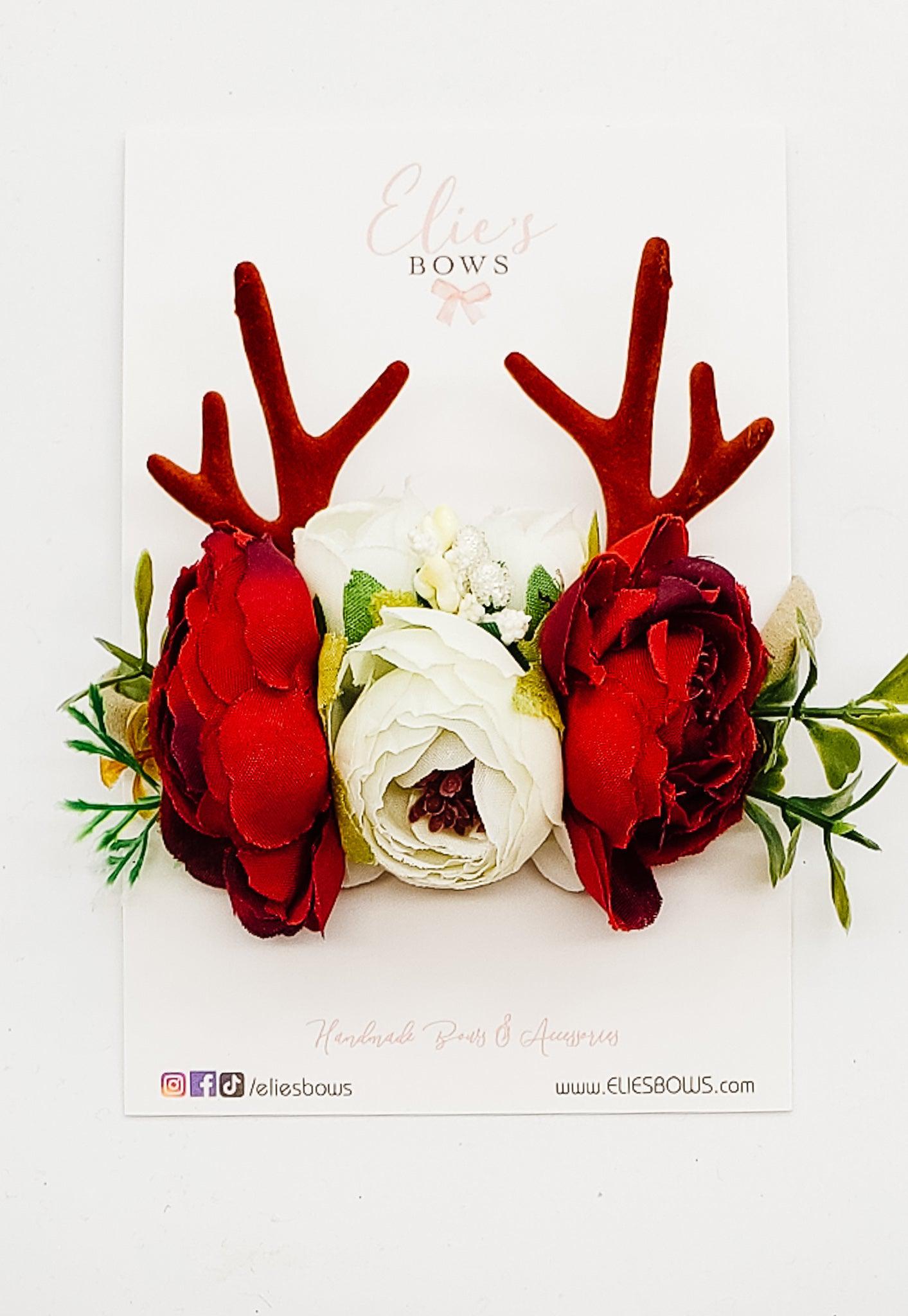 Reindeer Ears - Floral Headband-Headband-Elie’s Bows
