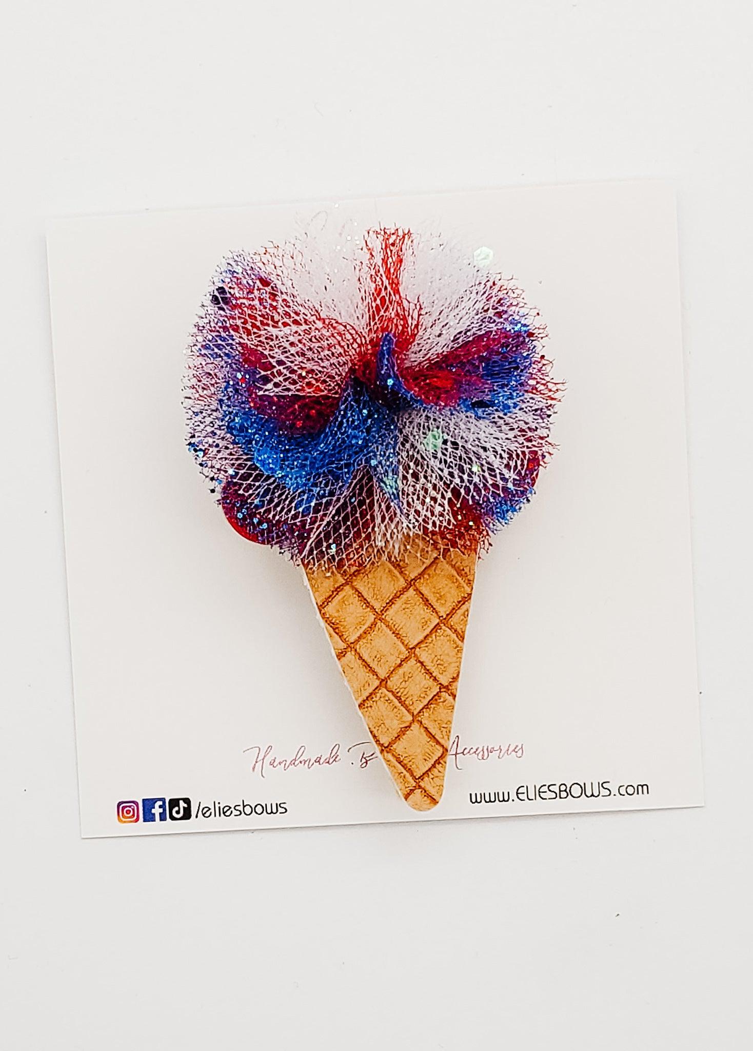 4th of July Pom Pom Ice - 2.8"-Bows-Elie’s Bows