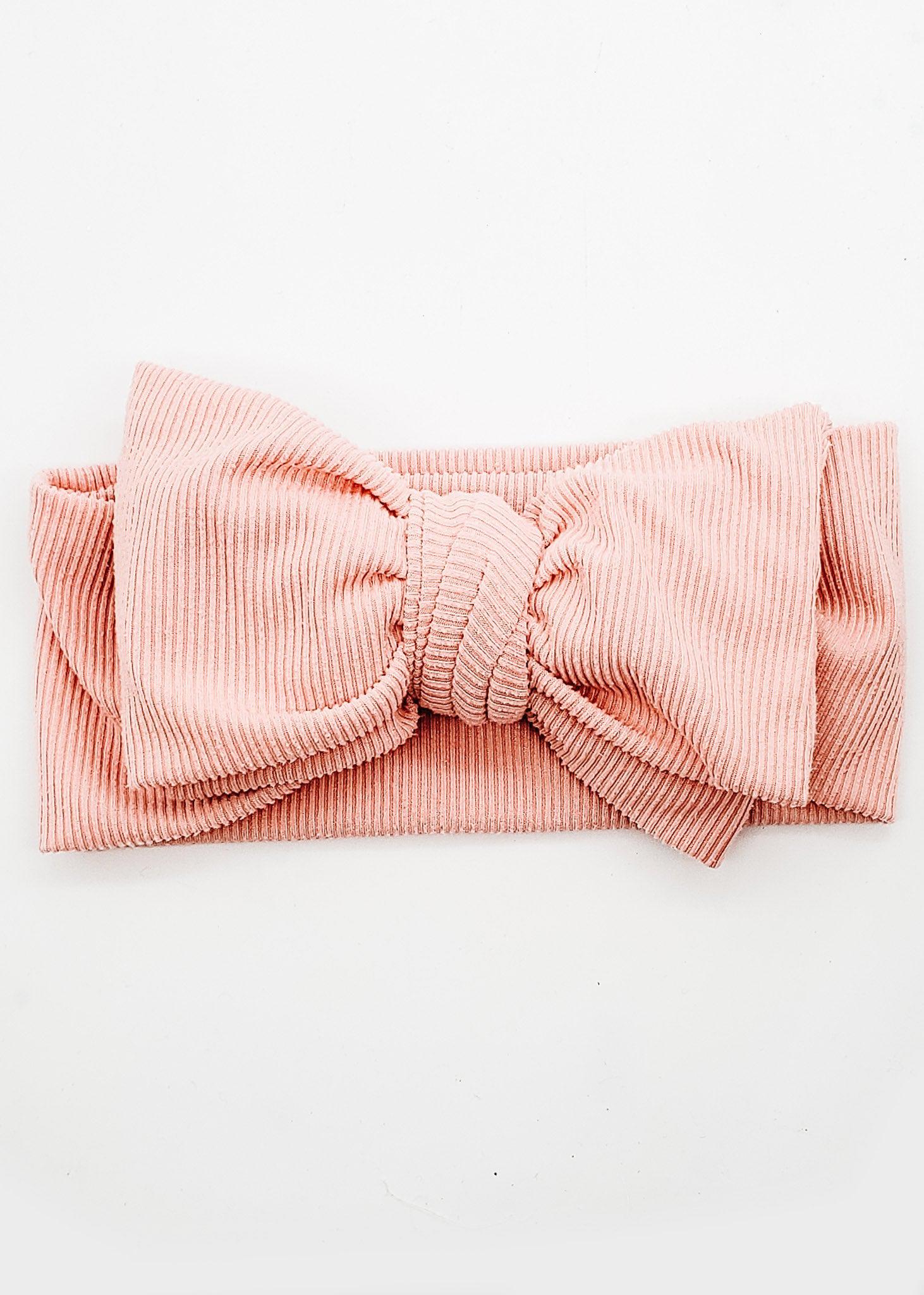 Baby Pink Ribbed - Bow Headwrap-Arizona-Elie’s Bows