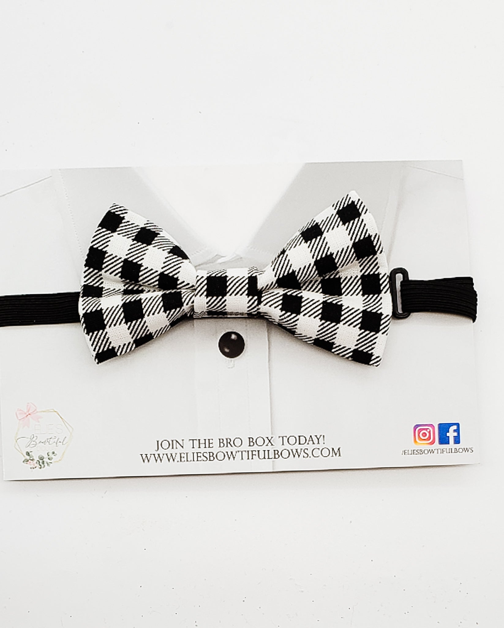 Black & White Buffalo - fabric bowtie - 3.5"-Bowtie-Elie’s Bows