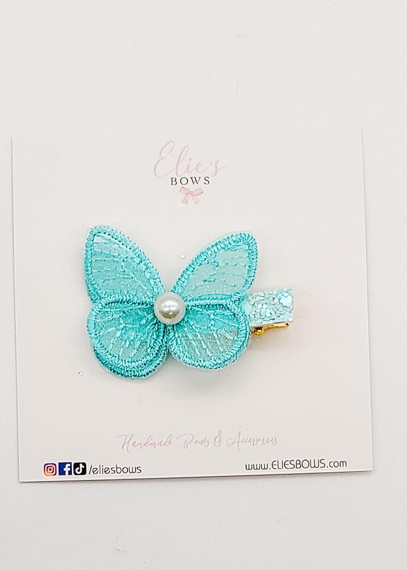 Blue Butterfly - Bar Clip - 4cm-Snap Clips-Elie’s Bows