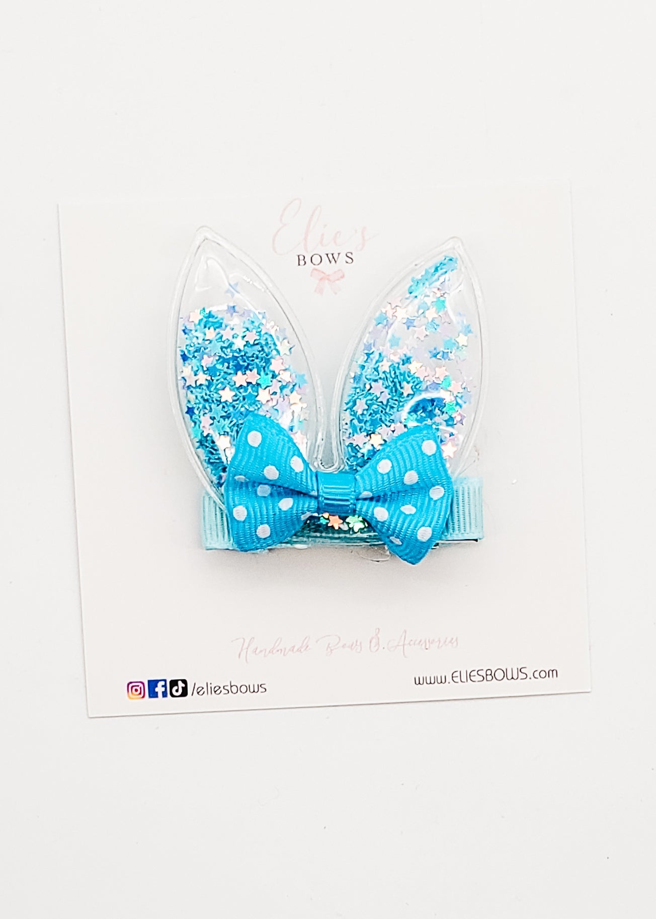 Blue Shaker Bunny - Bar Clip - 5cm-Snap Clips-Elie’s Bows