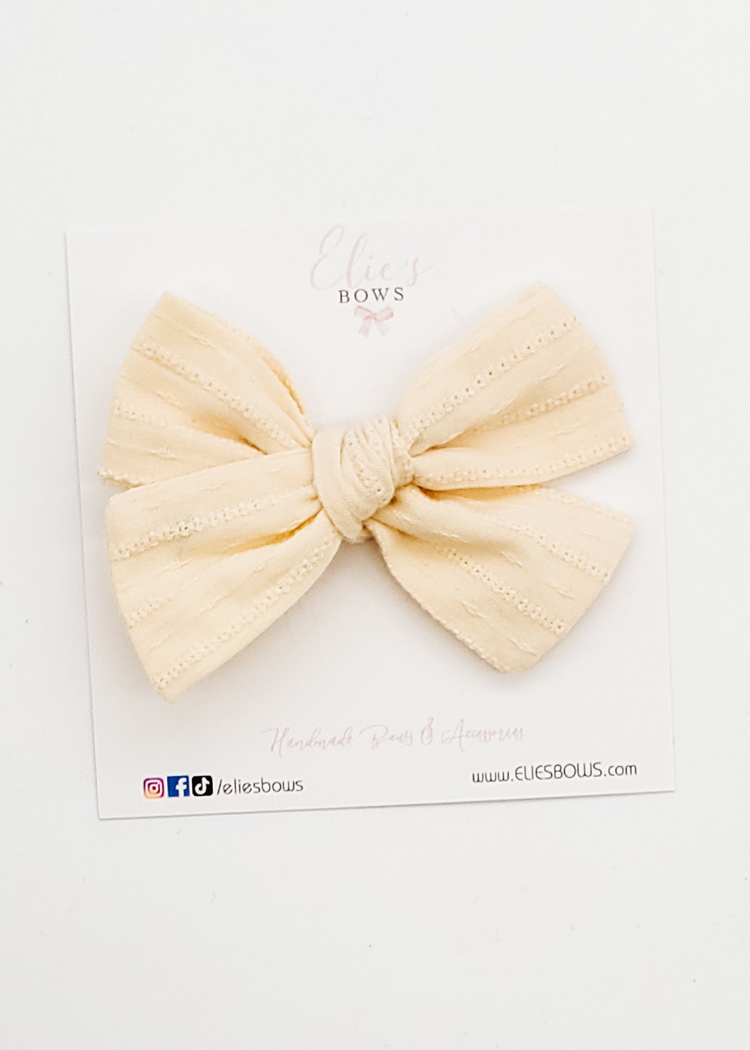 Creme Brulee - Elie Fabric Bow - 3.2"-Bows-Elie’s Bows