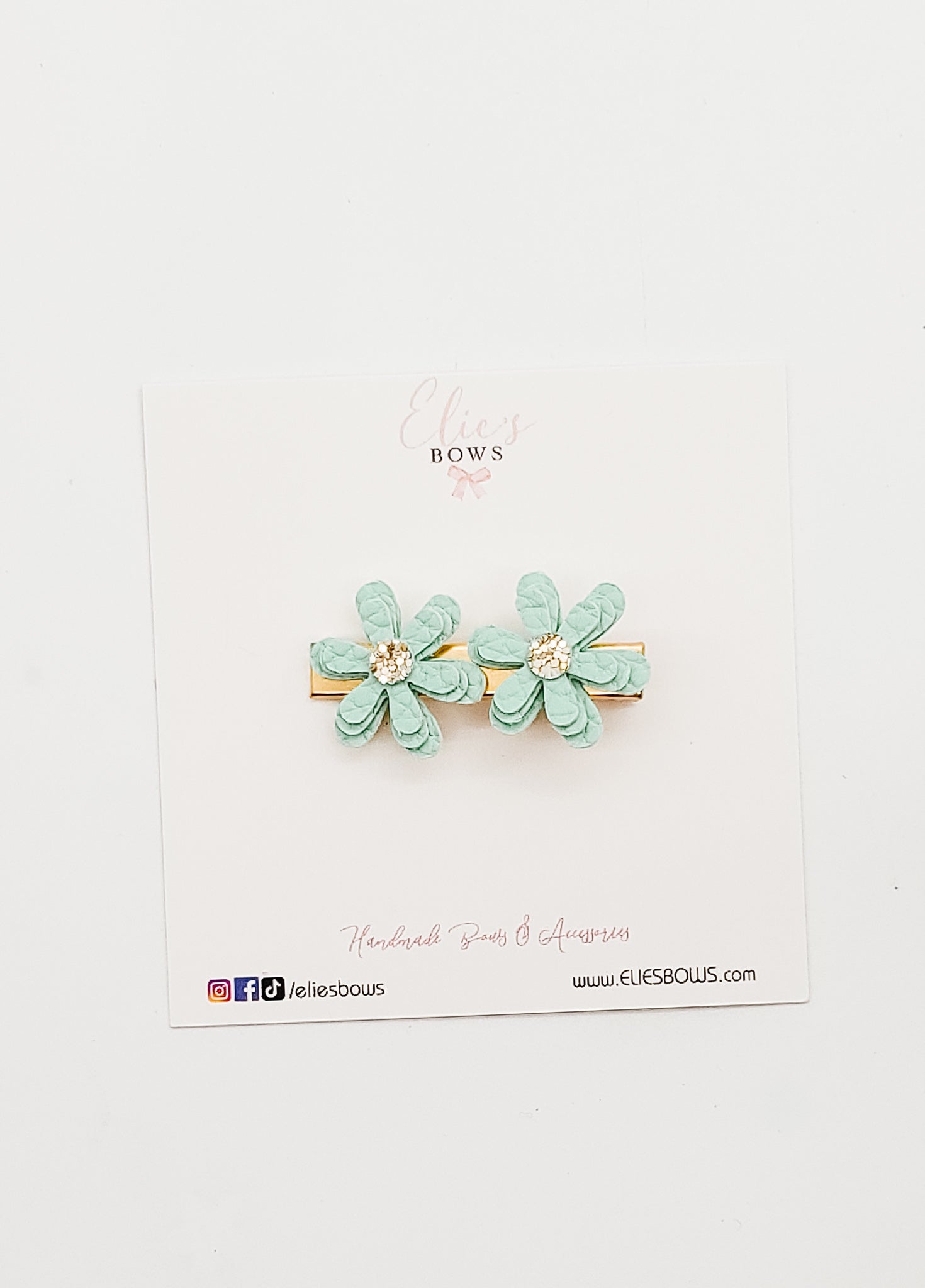 Double Teal Petals - Bar Clip - 1.8"-Snap Clips-Elie’s Bows