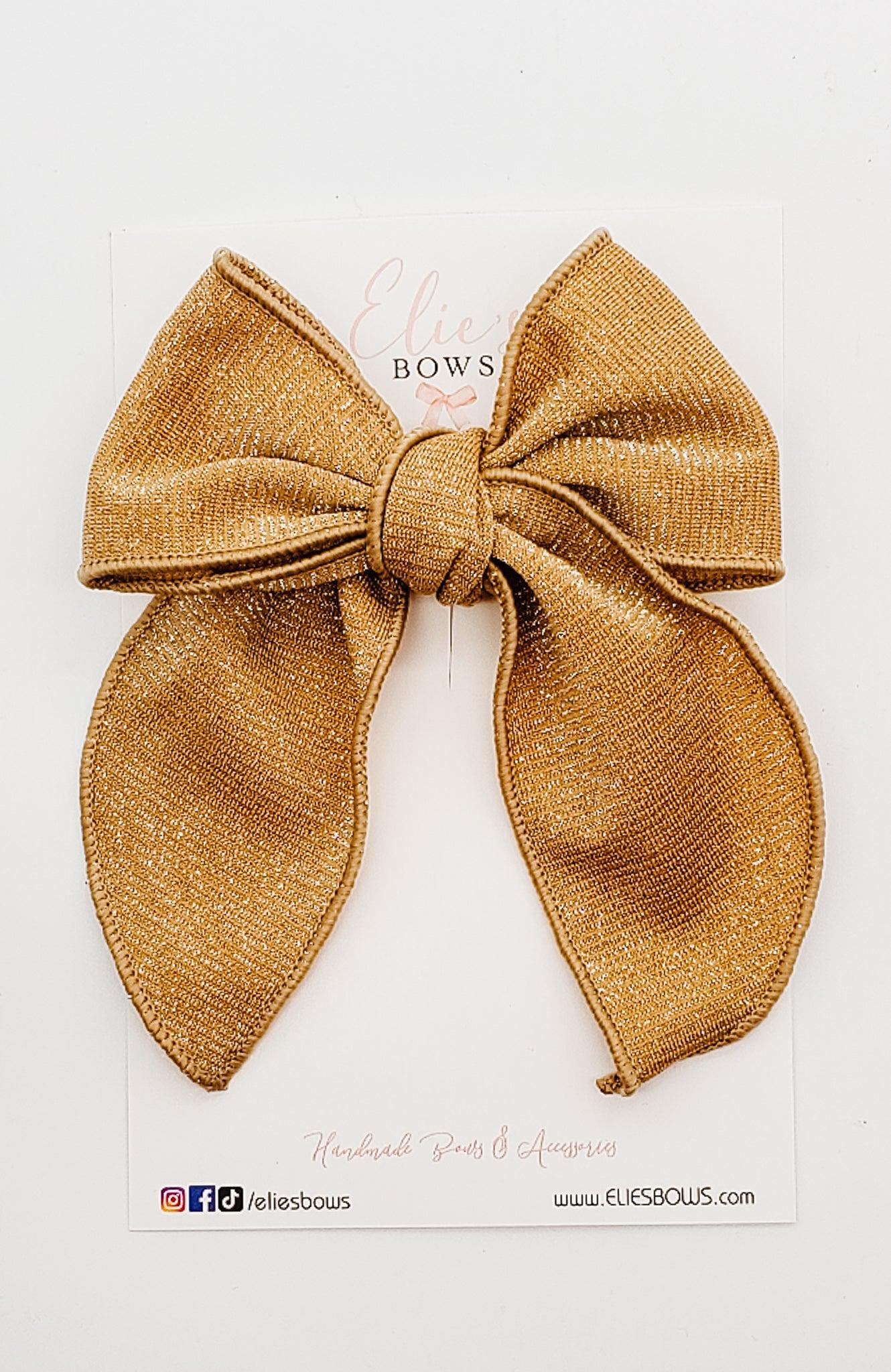 Gold Shimmer - Charlotte Bow - 4"-Charlotte-Elie’s Bows