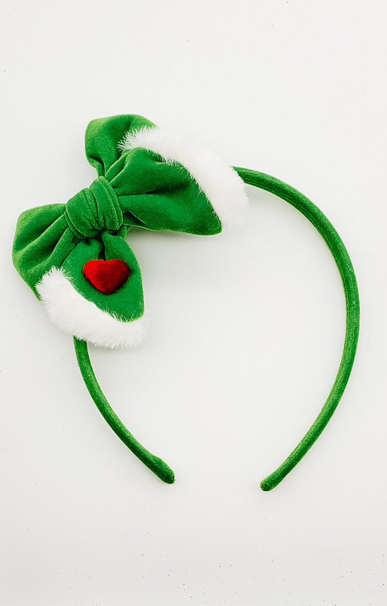 Mean One Velvet Santa - Hard Headband-Headband-Elie’s Bows