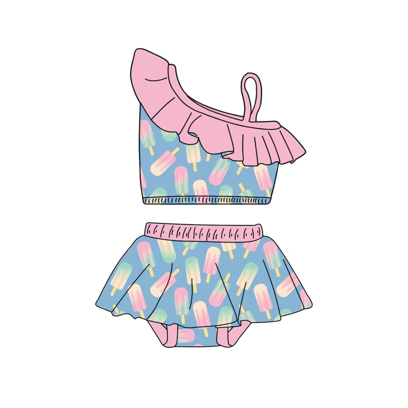 Pastel Ice Cream - 2 Piece bathing suit PRE-ORDER-Bathing suits-Elie’s Bows