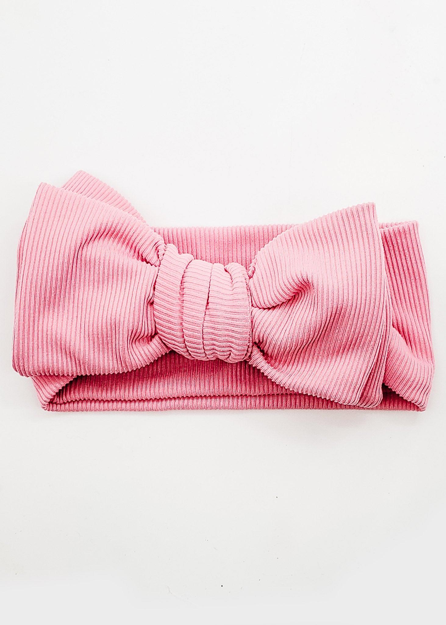Pink Ribbed - Bow Headwrap-Arizona-Elie’s Bows