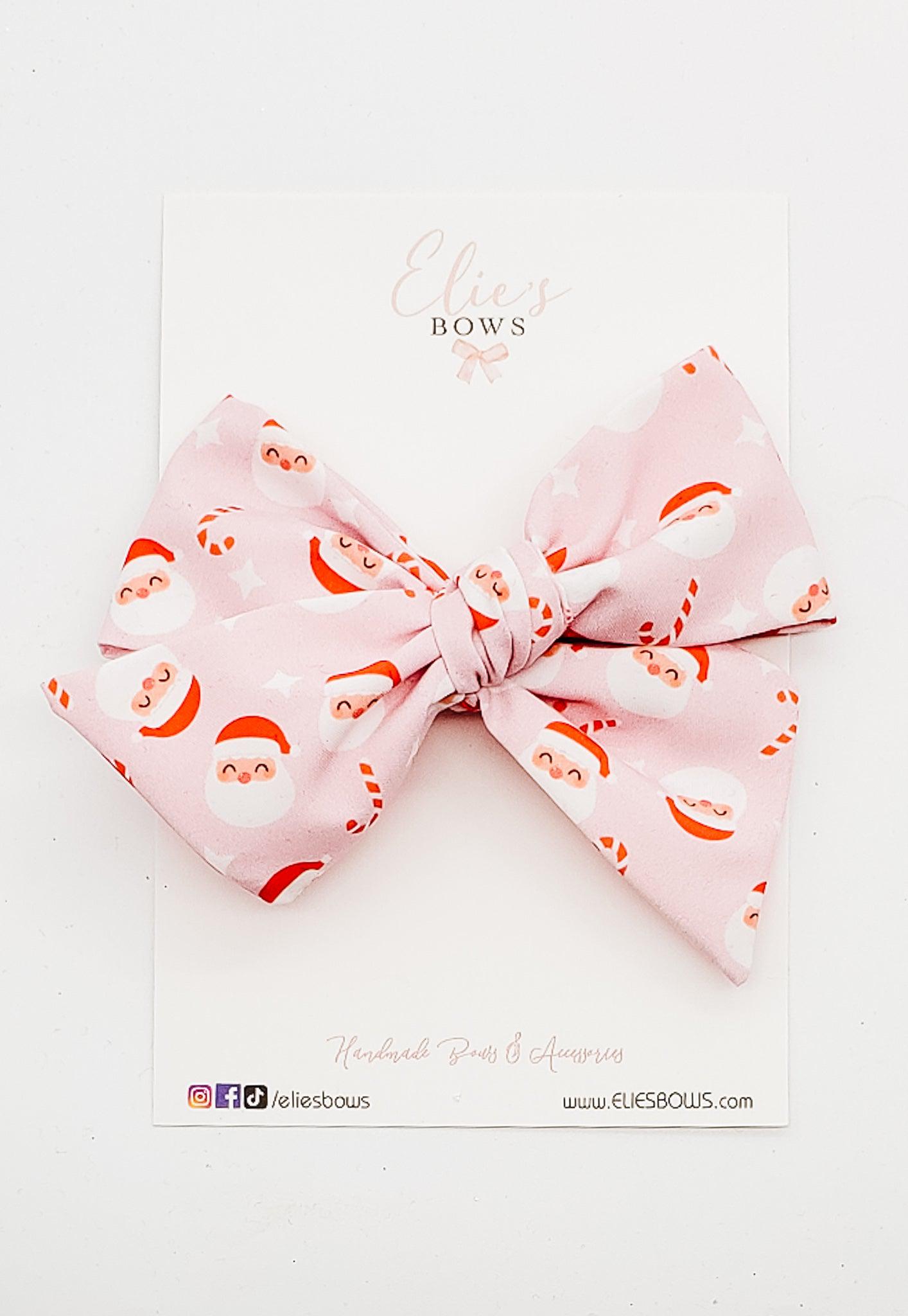 Pink Santa - Elie Fabric Bow - 5"-Bows-Elie’s Bows