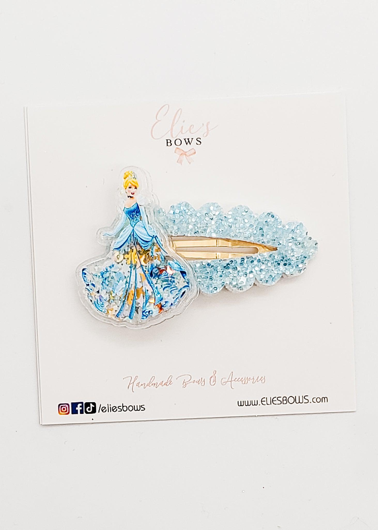 Princess Glass Shoe - Shaker Snap Clip - 2.5"-Snap Clips-Elie’s Bows