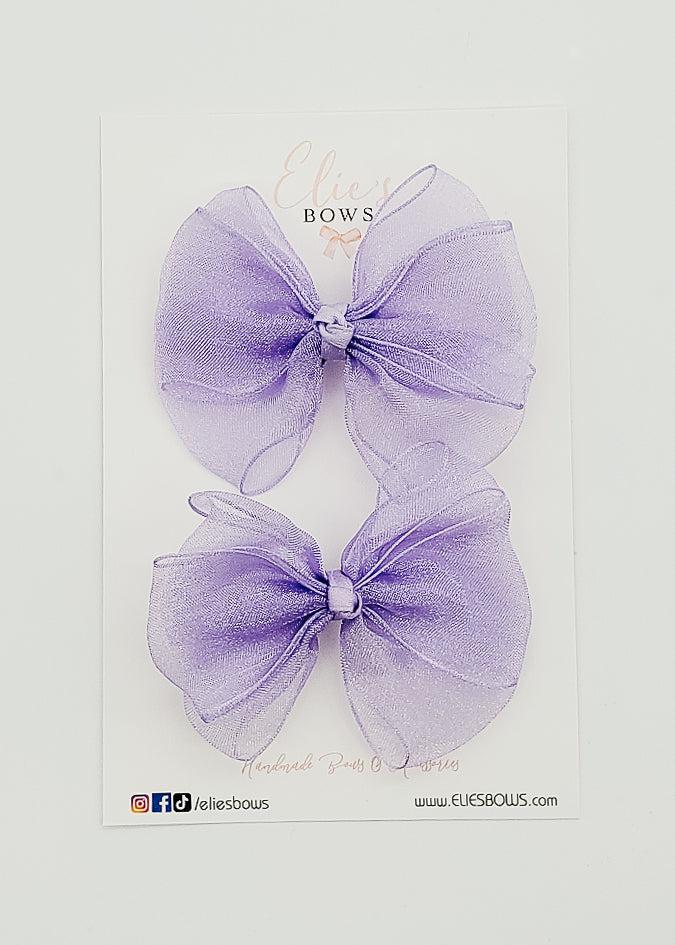 Purple Chiffon - Pigtails - 3.2"-Pigtails-Elie’s Bows