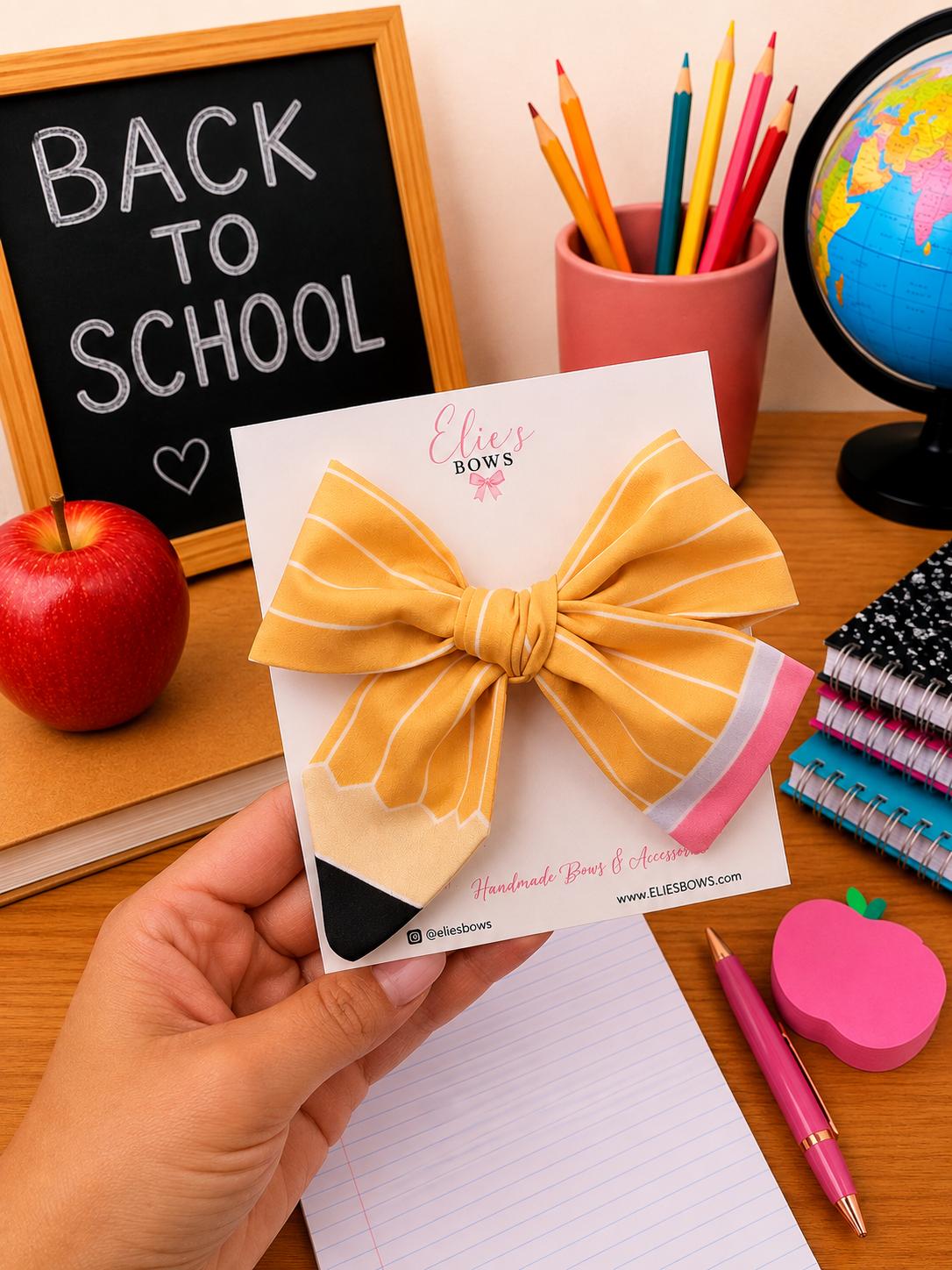 Pencil Fabric Bow - 4"