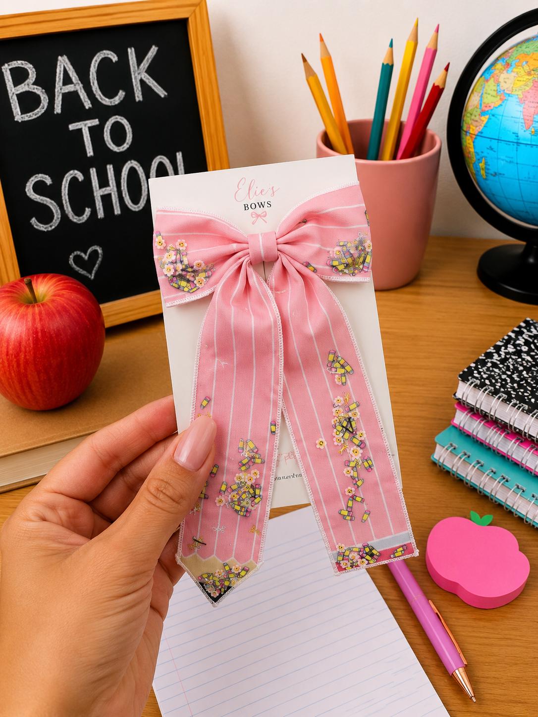 Sequence Pink Pencil long Bow - 4"