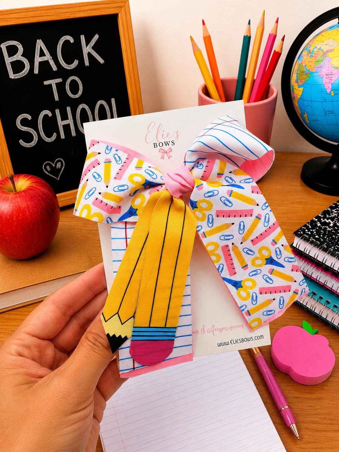 Ribbon Pencil Bow - 4"