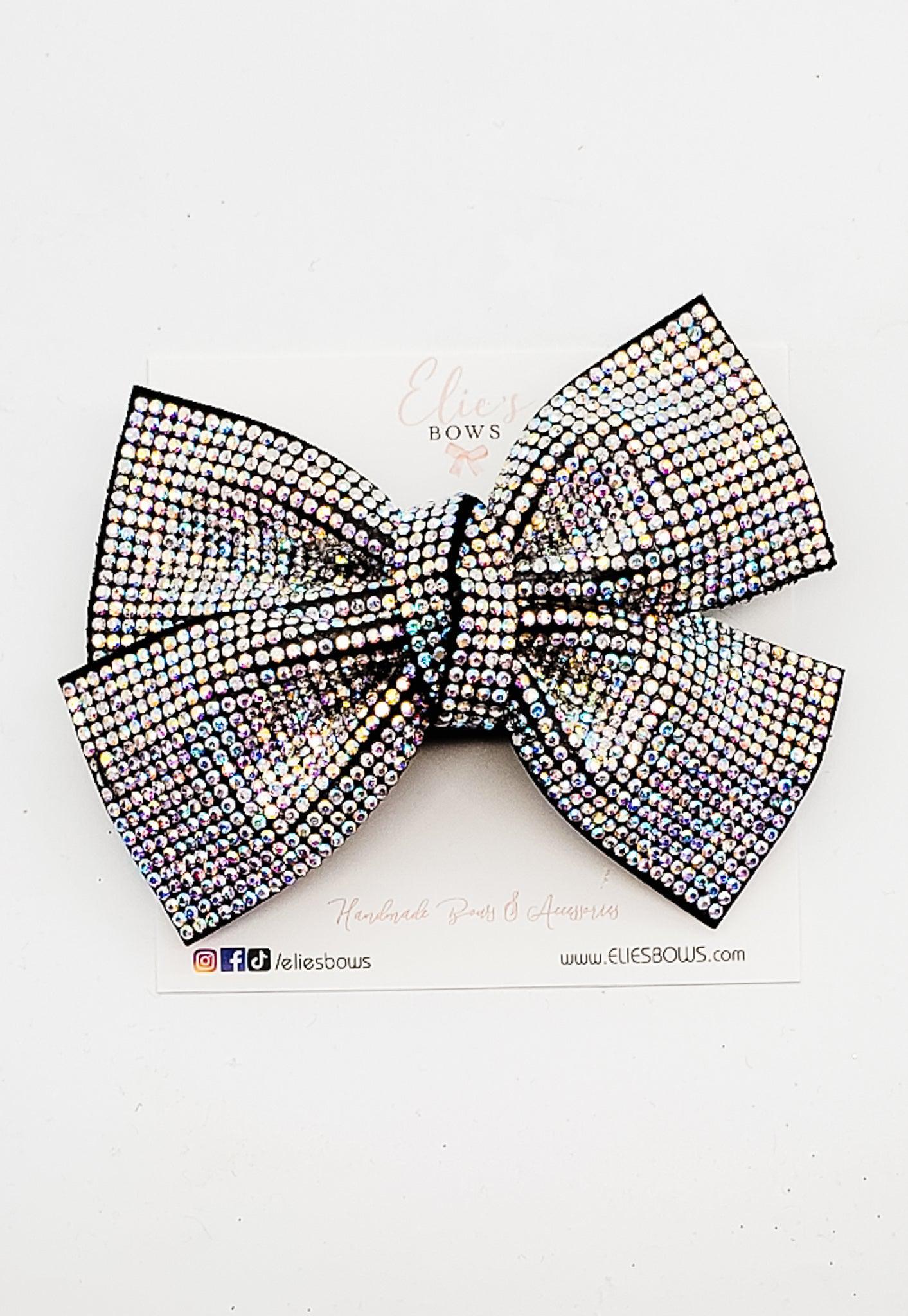 Silver Jewels Chic Barette Bow - 4"-Bows-Elie’s Bows