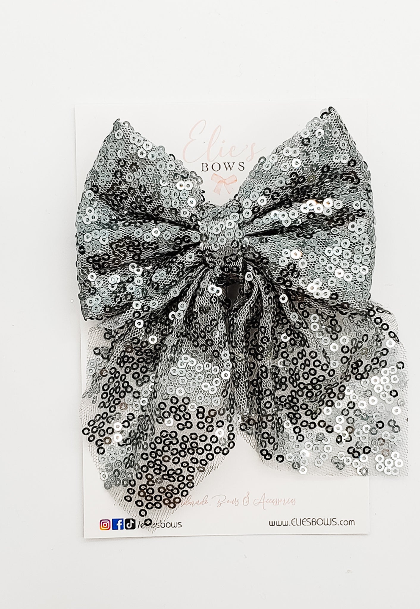 Silver Sequence - Charlotte Bow - 4"-Charlotte-Elie’s Bows