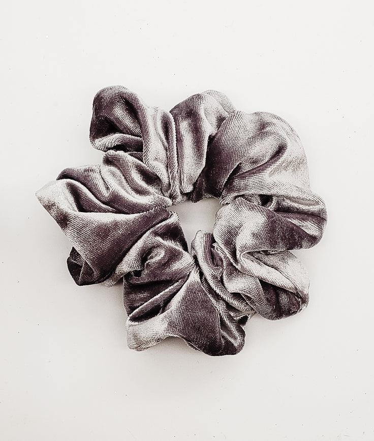 Silver Velvet - XL Scrunchie-Scrunchie-Elie’s Bows