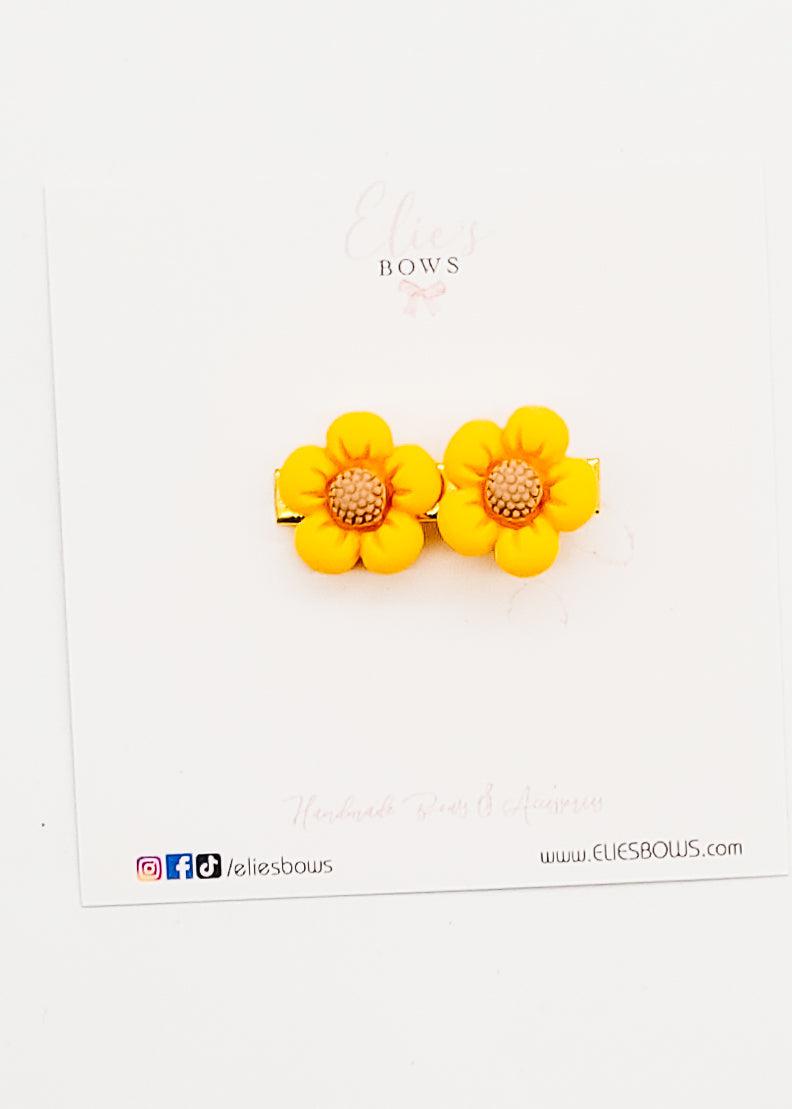 Sunflowers - Bar Clip - 4cm-Snap Clips-Elie’s Bows