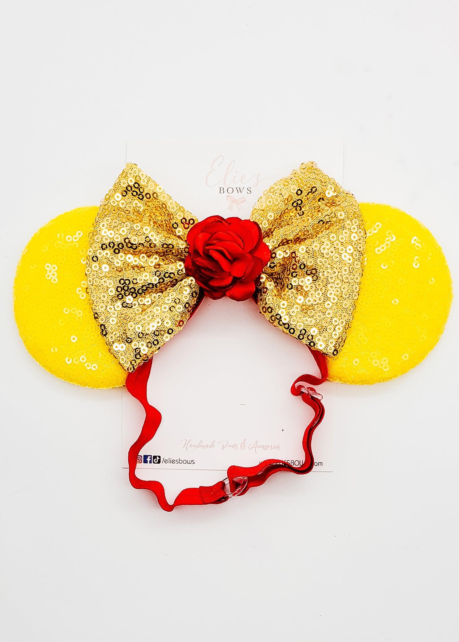 Tale as old as time Ears - Soft Adjustable Nylon Headband-Headband-Elie’s Bows