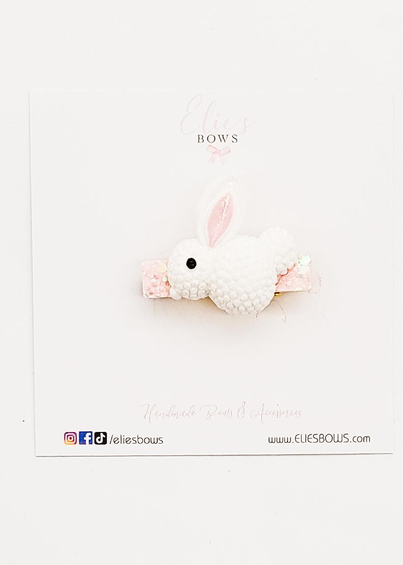 White Bunny - Bar Clip - 4cm-Snap Clips-Elie’s Bows