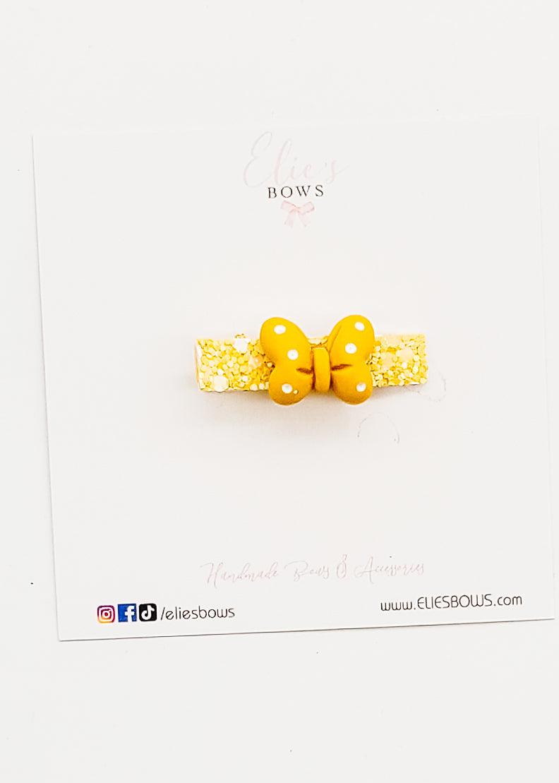 Yellow Minnie Bow - Bar Clip - 4cm-Snap Clips-Elie’s Bows