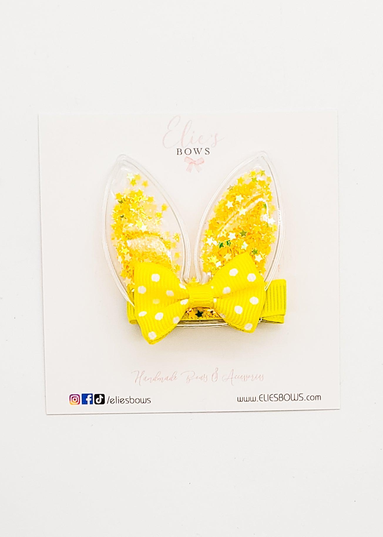 Yellow Shaker Bunny - Bar Clip - 5cm-Snap Clips-Elie’s Bows