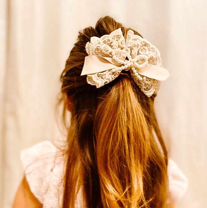 Beige Barette Bow - 5"-Bows-Elie’s Bows