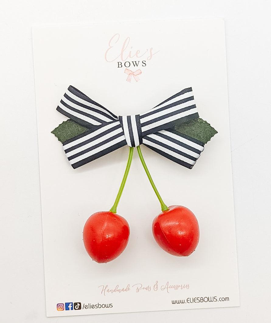 Black Cherries Clip - 2"-Bar Clip-Elie’s Bows