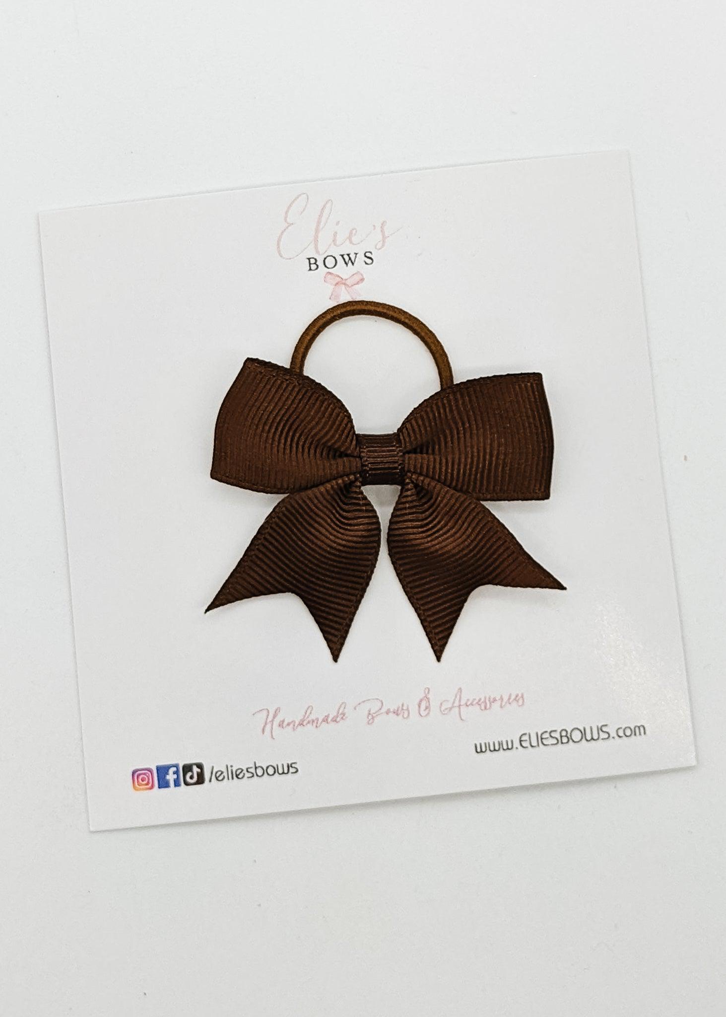 Coffee Ribbon Bow - Hair Elastic-Hair Elastics-Elie’s Bows