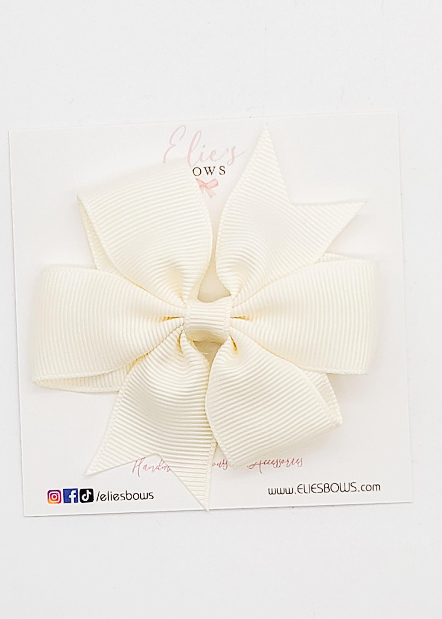 Cream - Ribbon Clip - 3.2-Ribbon Bow-Elie’s Bows