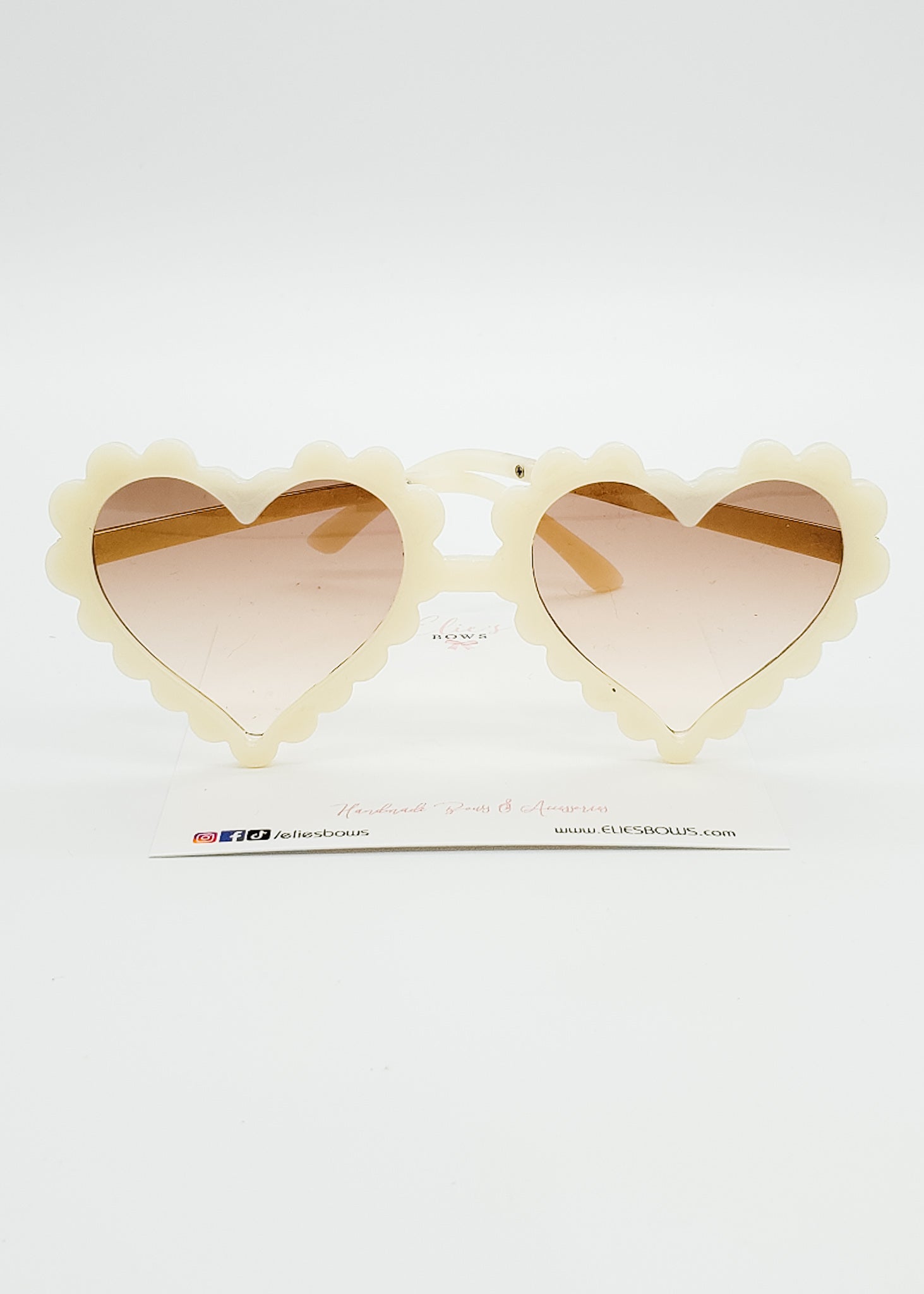 Cream Scalloped Hearts - Sunglasses-Sunglasses-Elie’s Bows