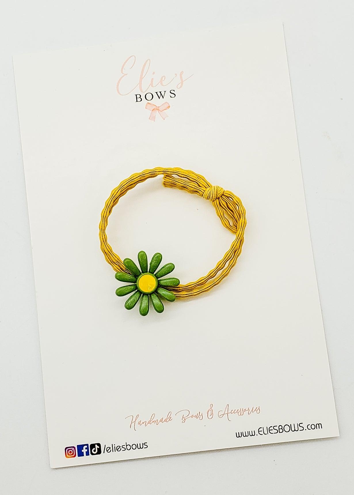 Green Daisy Hair Elastic-Hair Elastics-Elie’s Bows