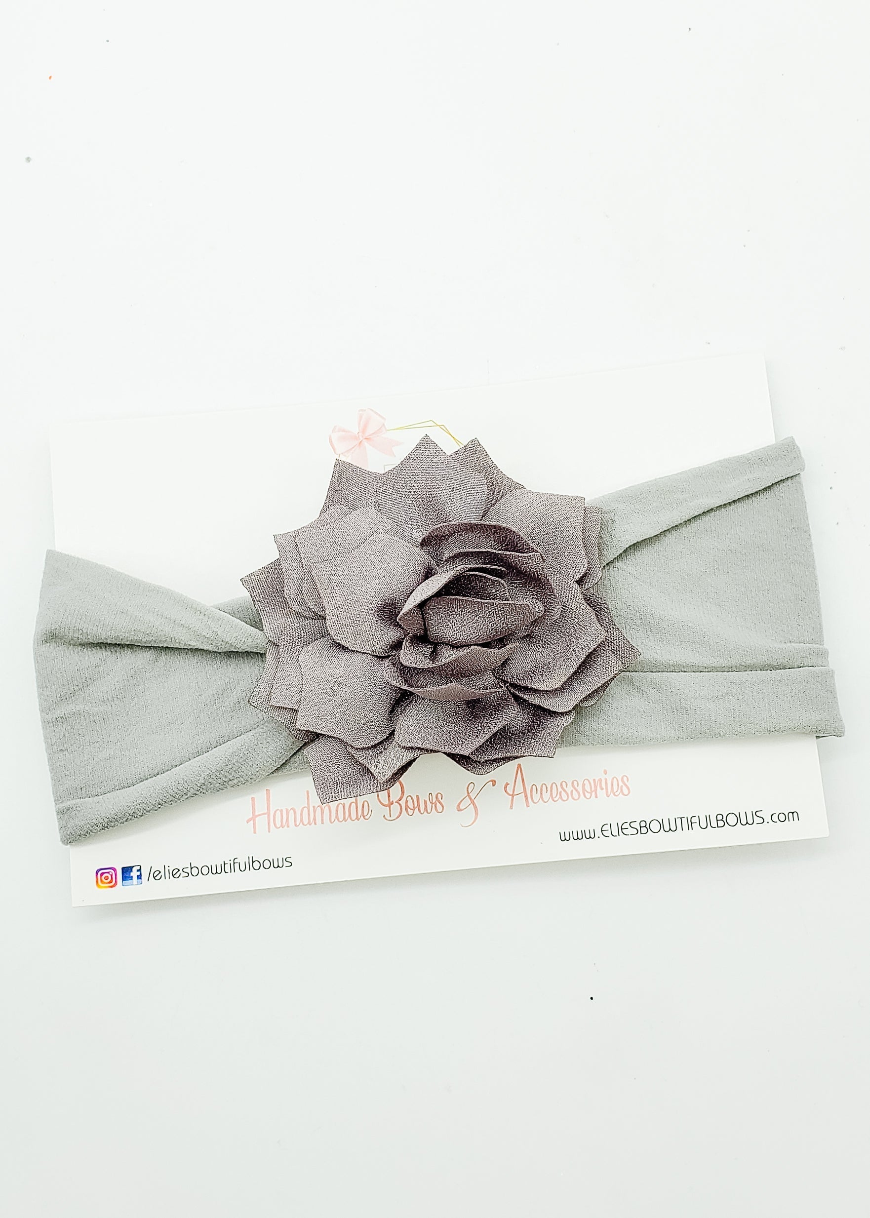 Grey Blooms Headband-Headband-Elie’s Bows