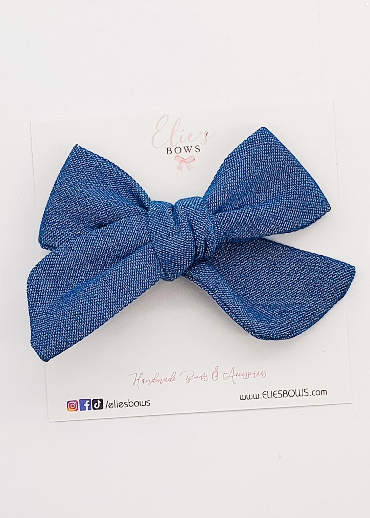 Jean - Mini Elie - Fabric Bow - 3.2"-Bows-Elie’s Bows