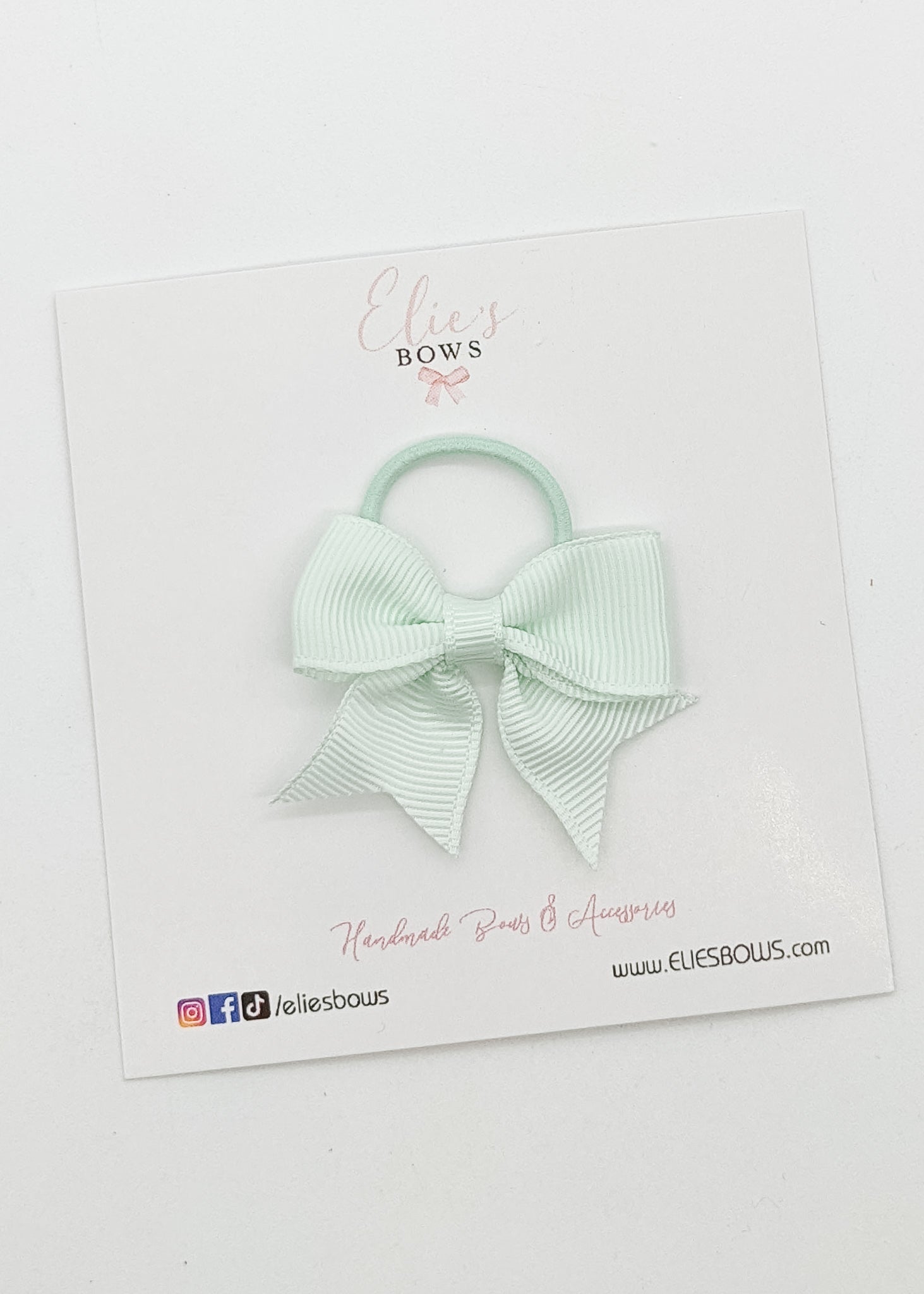 Mint Ribbon Bow - Hair Elastic-Hair Elastics-Elie’s Bows