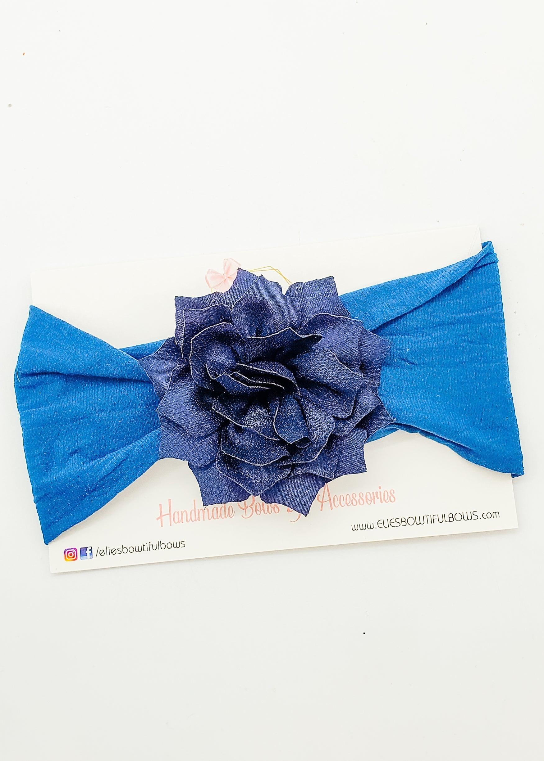 Navy Blooms Headband-Headband-Elie’s Bows