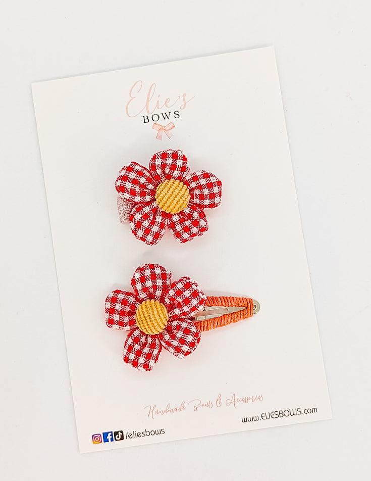 Red Floral Combo - 2"-Snap Clips-Elie’s Bows