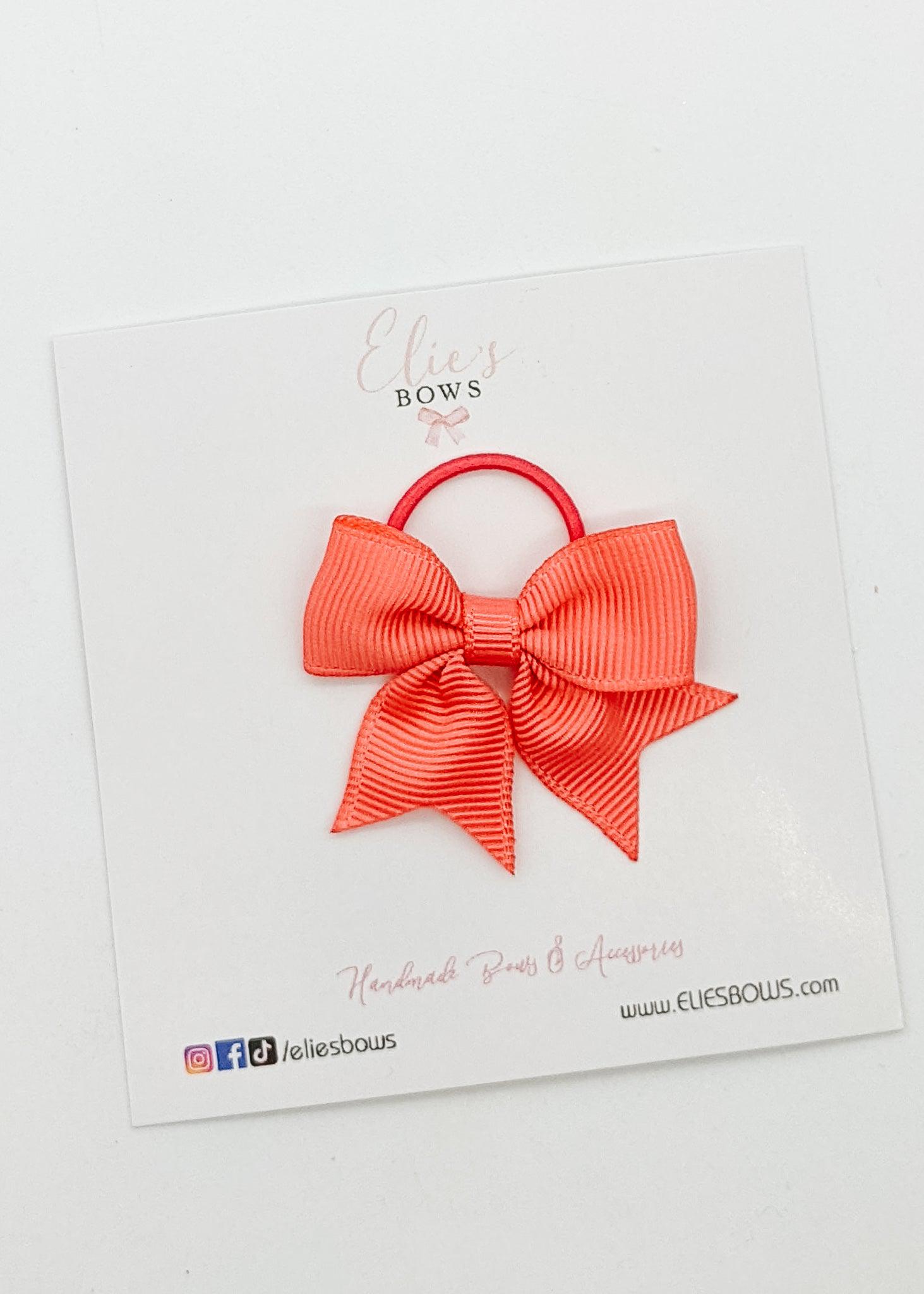 Salmon Ribbon Bow - Hair Elastic-Hair Elastics-Elie’s Bows