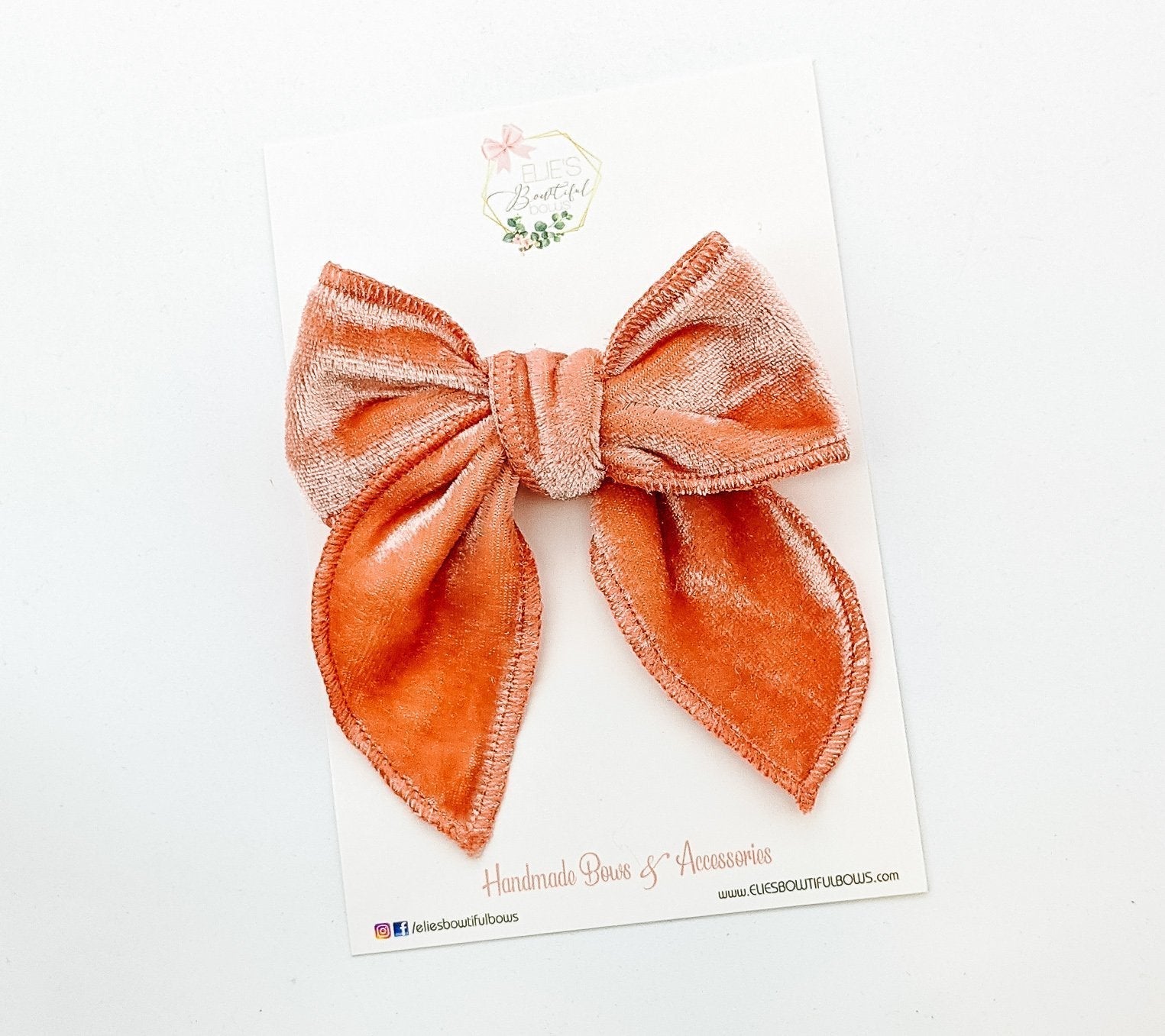 Salmon Velvet Mini Charlotte Bow - 3.5"-Charlotte-Elie’s Bows