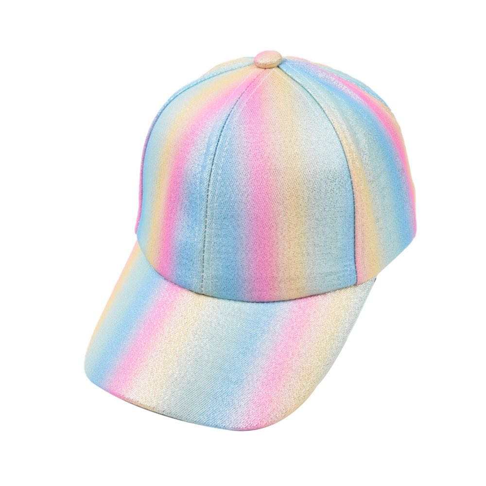 Shimmer Rainbow Baseball Cap-Hats-Elie’s Bows
