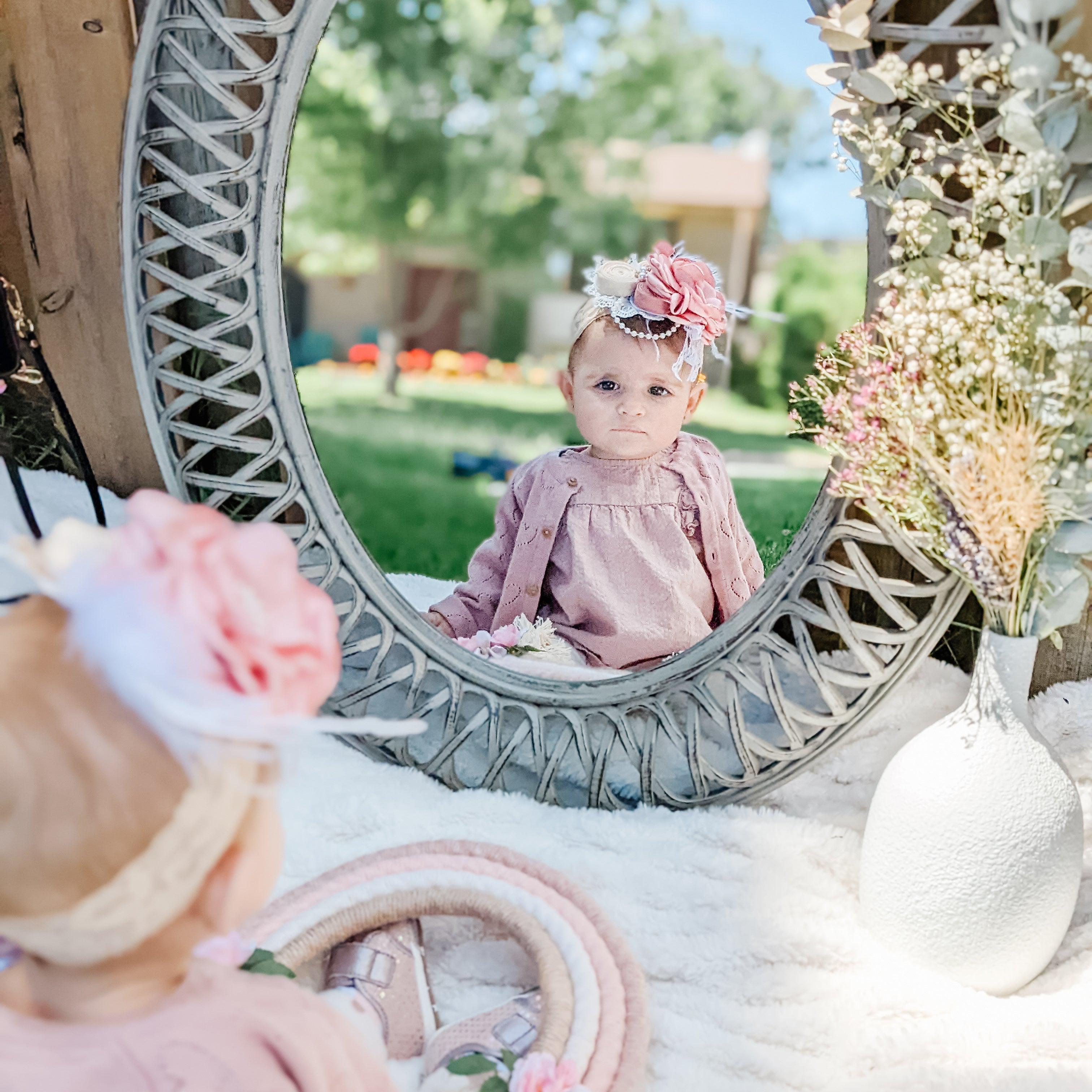 White Pearls & Roses Floral Gatsby Headband-Headband-Elie’s Bows