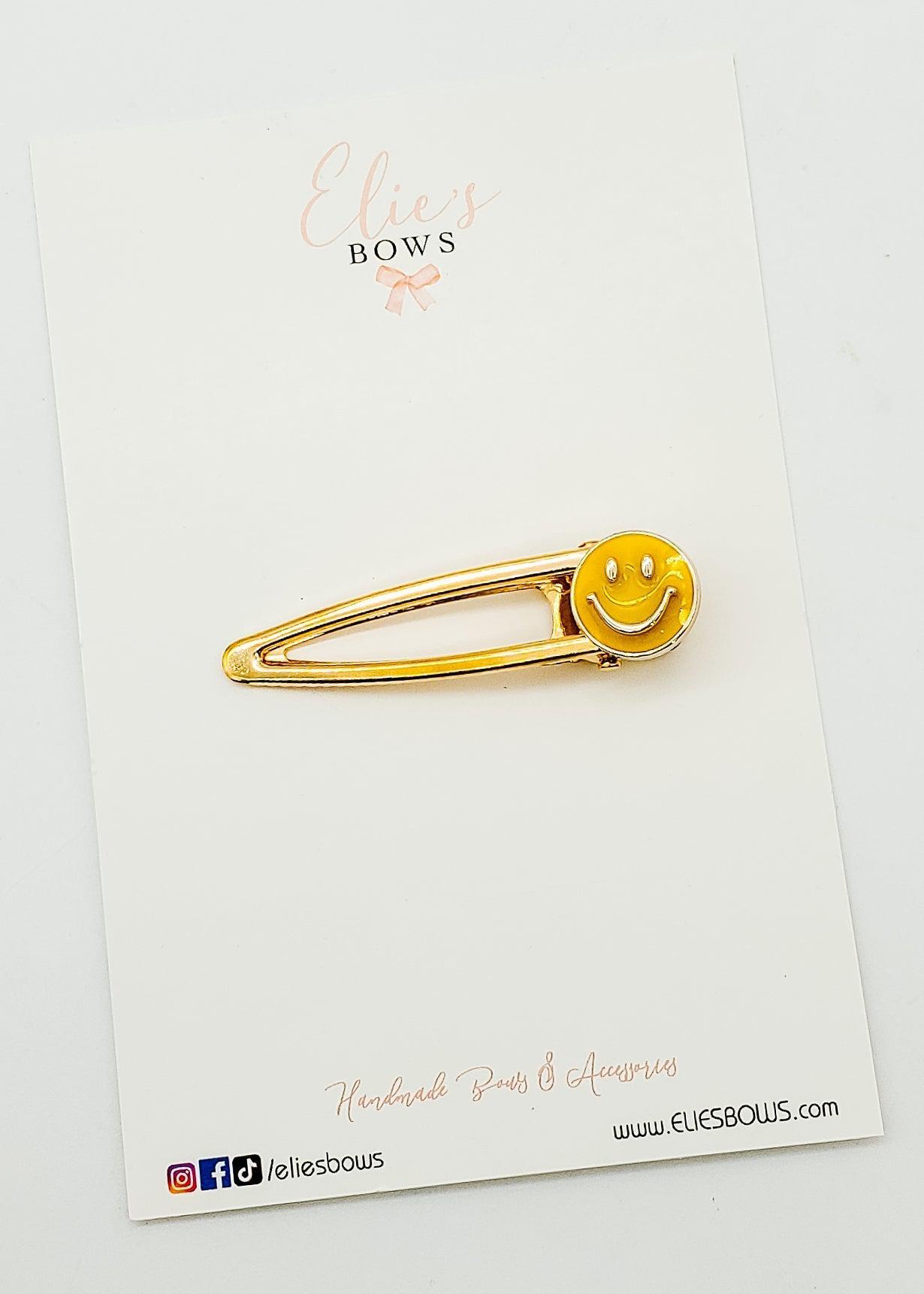 Yellow Smiles - 3"-Bar Clip-Elie’s Bows